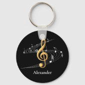 Porte-clés Black Gold Music Notes Nom du monogramme (Recto)