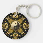 Porte-clés Black Gold Yin Yang Balance Affirmation Mots (Dos)