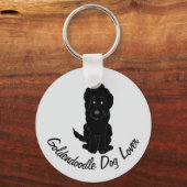 Porte-clés Black Goldendoodle Design Any Colour Background (Recto)