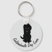 Porte-clés Black Goldendoodle Design Any Colour Background (Verso)