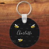 Porte-clés Black happy bumble abeilles été fun humour monogra (Recto)