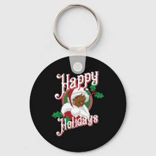 Porte-clés Black happy holiday afro-américain père Noël mrs c