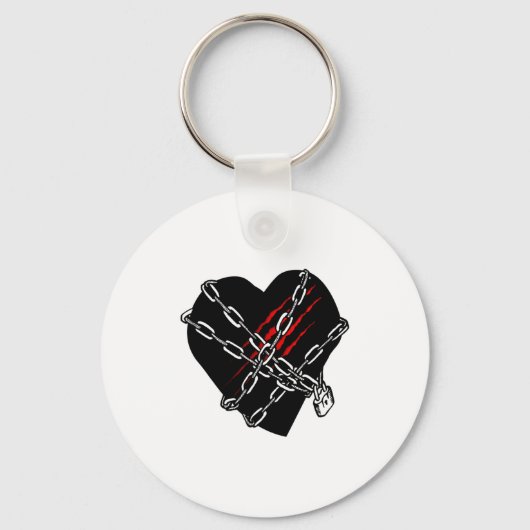 Porte-clés Black Heart Red Chains Cool Gothic Valentines Day (Recto)