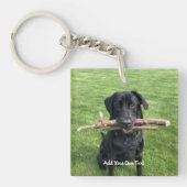 Porte-clés Black Lab avec deux bâtons Photo et nom du chien (Devant)