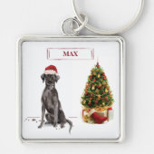 Porte-clés Black Lab Funny Chien de Noël et arbre (Devant)