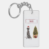 Porte-clés Black Lab Funny Chien de Noël et arbre (Devant gauche)