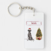 Porte-clés Black Lab Funny Chien de Noël et arbre (Devant)