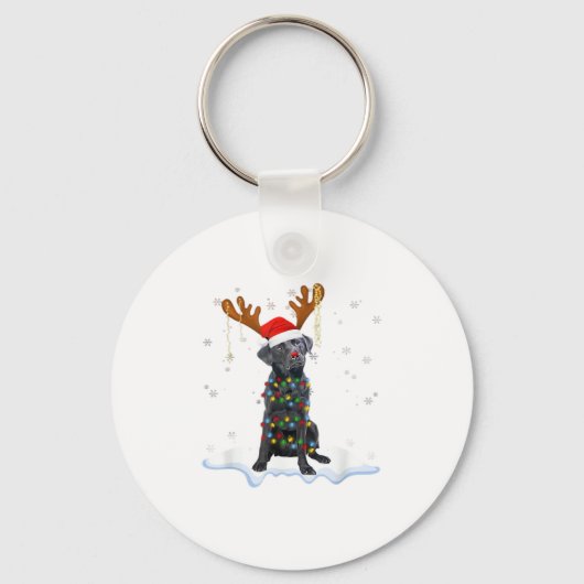 Porte-clés Black Lab Labrador Christmas Tree Light Pyjama Chi (Recto)