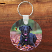 Porte-clés Black Labrador Dans Les Feuilles Automnes (Recto)