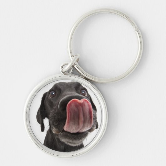 Porte-clés Black Labrador Licking (Devant)