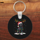 Porte-clés Black Labrador Santa Hat Reindeer Tree Lights Chri (Recto)