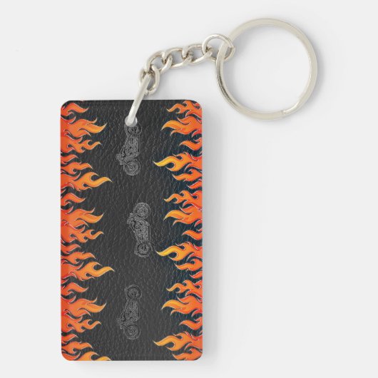Porte-clés Black Leather Orange Flames (Dos)