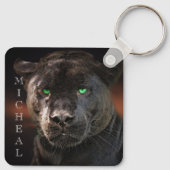 Porte-clés Black Leopard Big Cat Nom personnalisé (Dos)