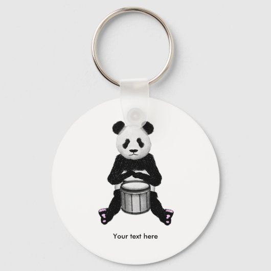 Porte-clés BLack mignon et tambour Panda blanc (Recto)