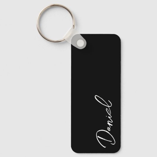 Porte-clés Black Modern Script Nom personnalisé (Recto)