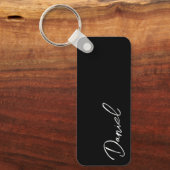 Porte-clés Black Modern Script Nom personnalisé (Recto)