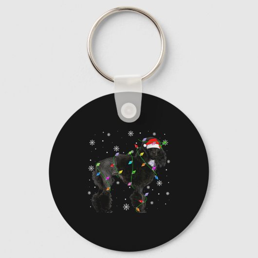 Porte-clés Black Odle Dog Christmas Lights Funny Santa Hat Do (Recto)