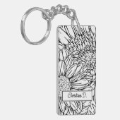 Porte-clés Black on White Chrysanthemums with Photo (Devant gauche)