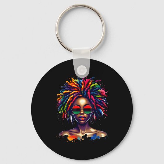 Porte-clés Black Queen Dripng Afro Melanin Black History Mont (Recto)