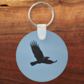 Porte-clés Black Raven Flying in Blue Sky Photo (Recto)