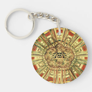Porte-clés Black Red Green Gold Abstrait Fractal ~ Porte - cl