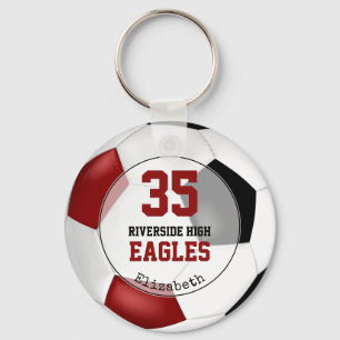 Porte-clés black red simple soccer ball girl team spirit