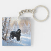 Porte-clés Black Russian Terrier Laisser neiger Noël (Dos)