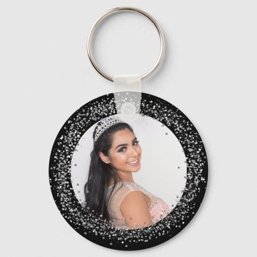 Porte-clés Black silver photo scintille (Recto)