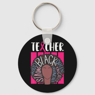 Porte-clés Black Teacher Breast Cancer Awareness Afro Woman W