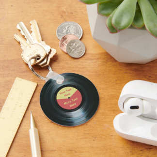 Porte-clés Black Vinyl Music Rouge et Jaune Clavier