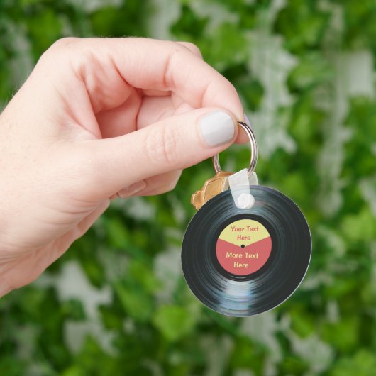 Porte-clés Black Vinyl Music Rouge et Jaune Clavier (main)