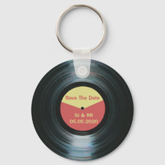 Porte-clés Black Vinyl Music Wedding Enregistrer Le Clavier D