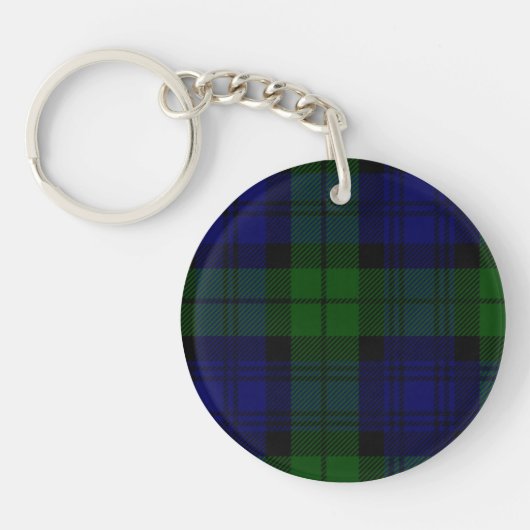 Porte-clés Black Watch Tartan bleu vert Plaid (Devant)