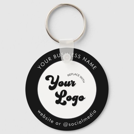 Porte-clés Black White Ajouter Custom Business Logo Site Web (Recto)