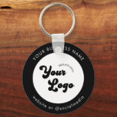 Porte-clés Black White Ajouter Custom Business Logo Site Web  (Recto)