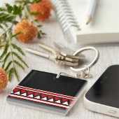 Porte-clés Black, White and Red Tribal Triangles (Devant Droit)