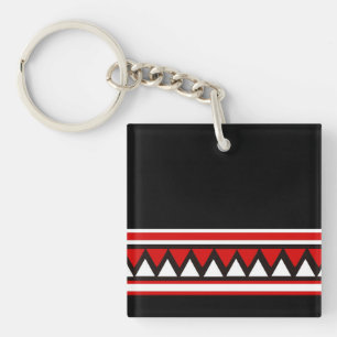 Porte-clés Black, White and Red Tribal Triangles