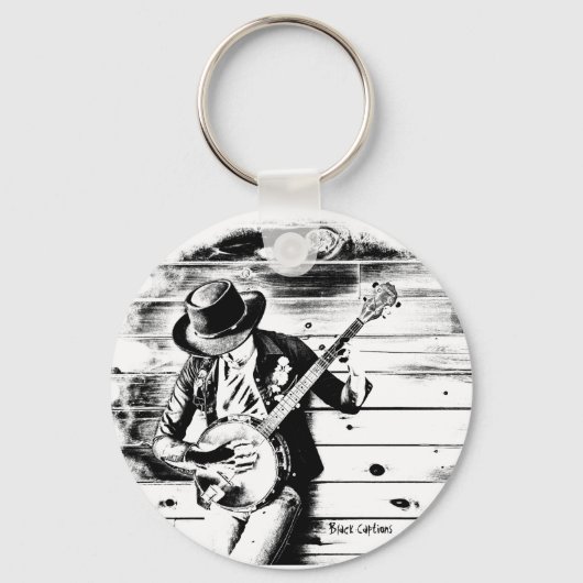 Porte-clés Black & White Banjo Man - Cercle clé (Recto)