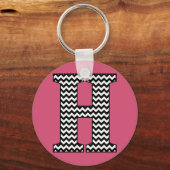 Porte-clés Black & White Chevron H Monogram Basic Keychain (Recto)