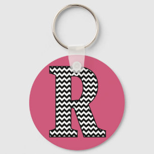 Porte-clés Black & White Chevron R Monogram Basic Keychain