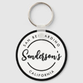 Porte-clés Black White City Ville Lieu Nom Endroit Cercle (Verso)