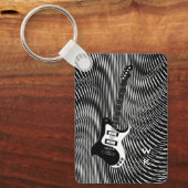 Porte-clés Black & White Electric Guitar trippy retro Pop Art (Recto)