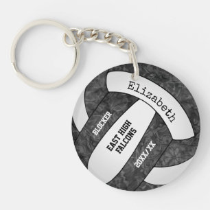 Porte-clés black white esprit d'équipe volleyball