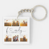 Porte-clés Black & White Heart Script 6 Photo Family Collage (Dos)