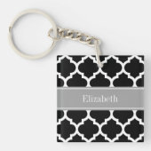 Porte-clés Black White Moroccan #5 Dark Gray Name monogram (Devant)