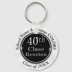 Porte-clés Black White Personalized 40th Class Reunion Gifts