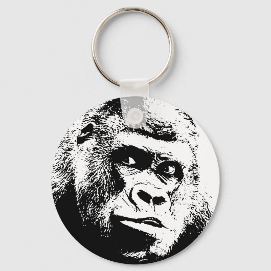 Porte-clés Black White Pop Art Gorilla (Recto)