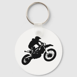 Porte-clés Black White Pop Art Motocross Motorcyle Sport