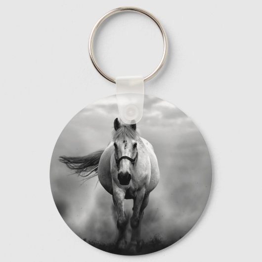 Porte-clés Black White Runse Horse Freedom (Recto)