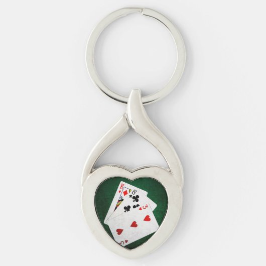 Porte-clés Blackjack 21 point - Roi, Huit, Trois (Devant)